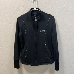 BCBGMaxAzria Black Studded Bomber Jacket